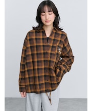 裾ドロストチェックシャツ