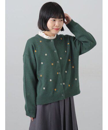 花刺繍カーディガン