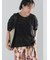 メッシュレースボリュームスリーブブラウス