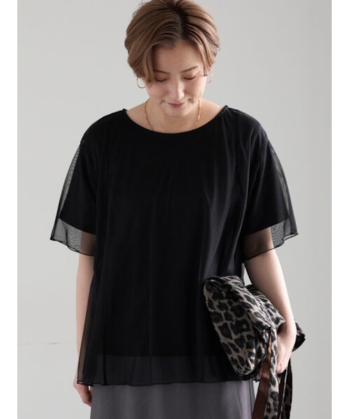 チュールレイヤードTシャツ