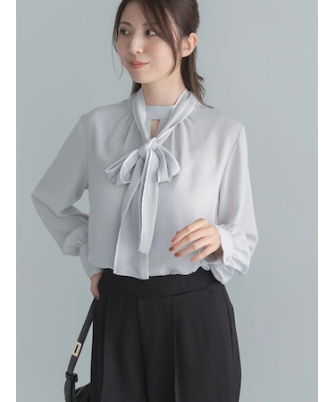 配色2WAYボウタイブラウス
