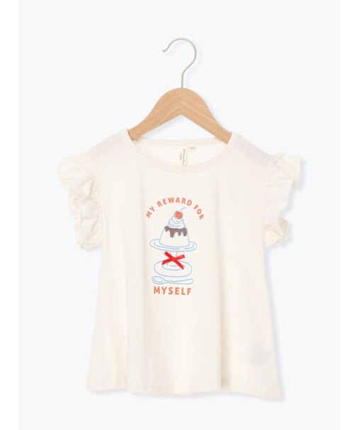 【吸水速乾】プリンプリントフリル袖Tシャツ