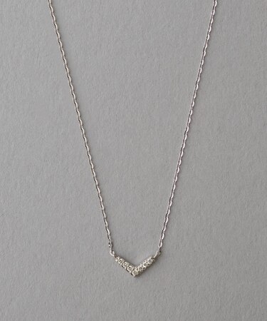 [レイヤード] K10WG ダイヤモンド ネックレス