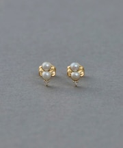 K10YG ダイヤモンド/パール ピアス