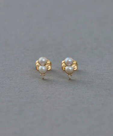 K10YG ダイヤモンド/パール ピアス