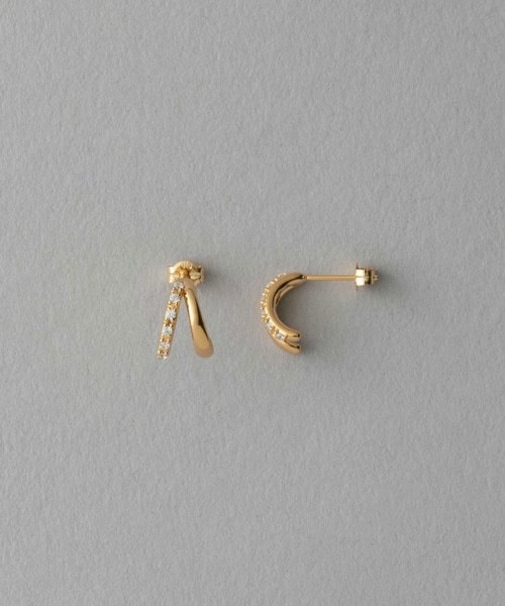 ビジュー ダブルライン ピアス