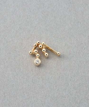 [ゾディアック] K10YG ダイヤモンド ピアス /みずがめ座