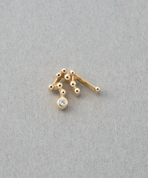 [ゾディアック] K10YG ダイヤモンド ピアス /みずがめ座