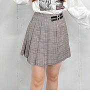 チェックラッププリーツミニスカート