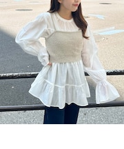 ラメフェザーニットビスチェxチュニックSET