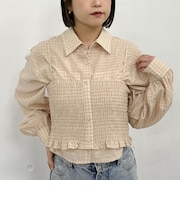 チェックシャーリングビスチェ×シャツSET