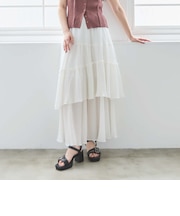 コットン楊柳ティアードスカート