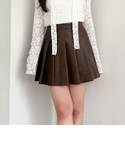 【SETUP対応】フェイクレザープリーツミニスカート