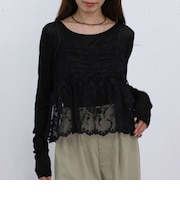 刺?レースペプラムビスチェ×シアーカットTOPS