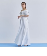 配色メローバックリボン2wayオフショルワンピース