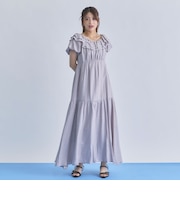 配色メローバックリボン2wayオフショルワンピース