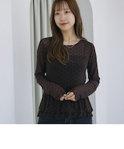 フロッキードットアソートフリルカットＴＯＰＳ