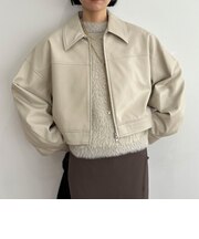 フェイクレザーショートジャケット