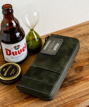 DEVICE MAD ミリタリー ラウンド ファスナー 長財布 メタル 型押し プレート ウォレット