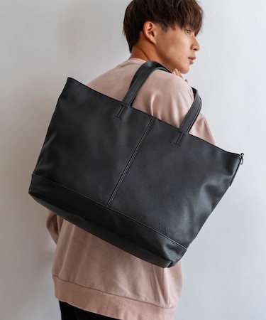 Control シンプル 合皮 ビジネス センター 刺繍 デザイン トートバッグ