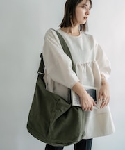 ウォッシュ加工 アジャスターベルト付き ビッグ キャンバス トート ショルダーバッグ