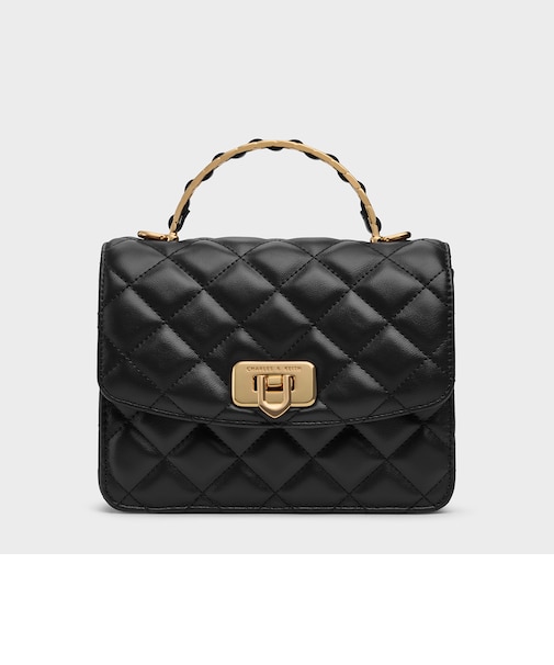 Cressida クレシダ キルトプッシュロックトップハンドルバッグ