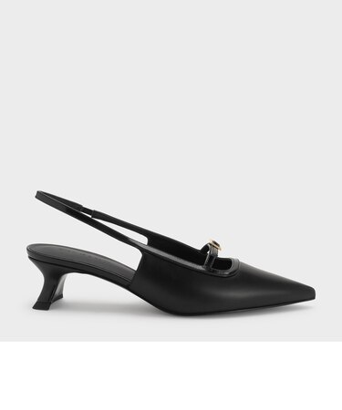 バックルストラップ スリングバックパンプス