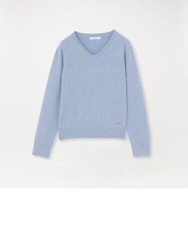 【CASHWOOL】 ウォッシャブルラメVネックニット