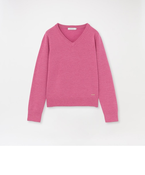 【CASHWOOL】 ウォッシャブルラメVネックニット