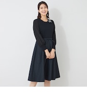 ふくれジャカード ニットコンビドレス