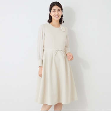 ふくれジャカード ニットコンビドレス