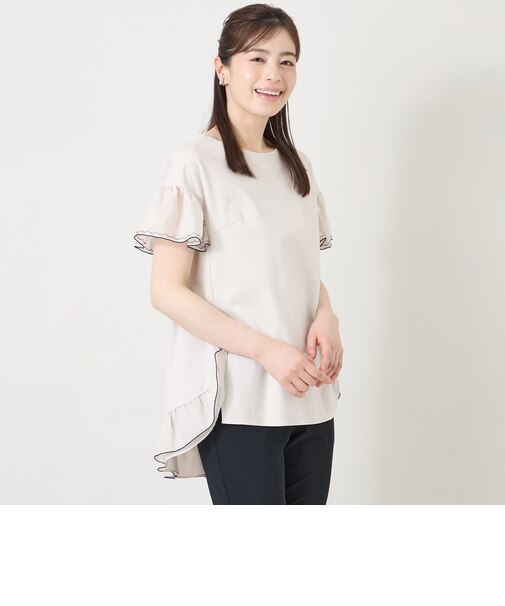 配色フリルコンビ カットソーチュニック