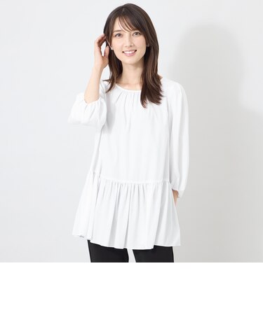 ギャザーデザイン チュニックブラウス