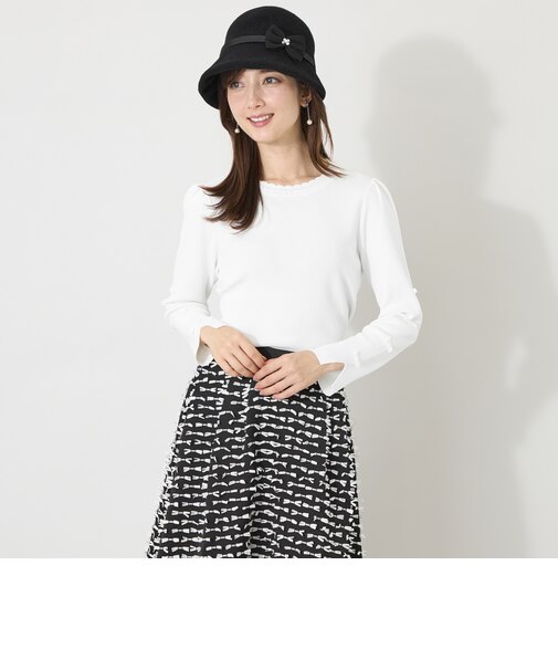 レーヨンナイロン ミニリボンスリーブ ニット