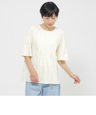 【カタログ掲載品】【1枚で決まる】【ウォッシャブル】サッカーストレッチフレアブラウス