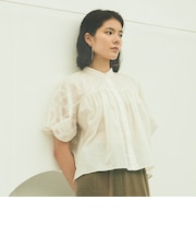 【SANYO Style EDITION掲載】【ウォッシャブル】タイルジャカードコンビブラウス
