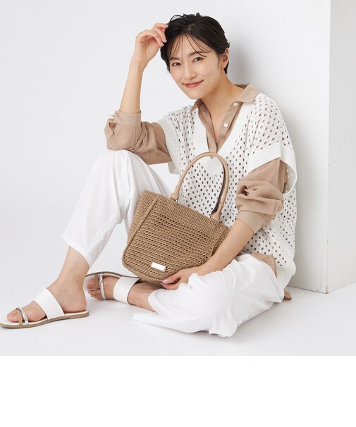 【SANYO Style EDITION掲載】【ウォッシャブル】アイレットメッシュレイヤードニット