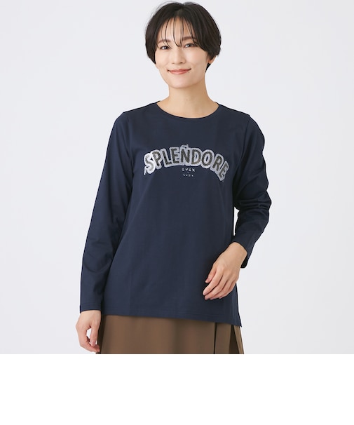 【カタログ掲載品】【ウォッシャブル】スパンコールロゴプルオーバーカットソー