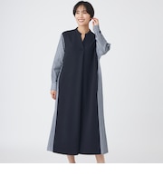 【カタログ掲載品】【ウォッシャブル】ストライプジャカードコンビワンピース