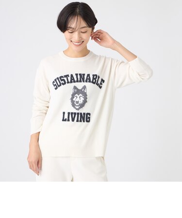 【SANYO Style EDITION掲載】【ウォッシャブル】ウルフカレッジロゴニットプルオーバー