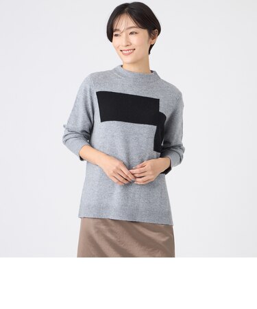【SANYO Style EDITION掲載】【ウォッシャブル】ブロッキングウールニットプルオーバー
