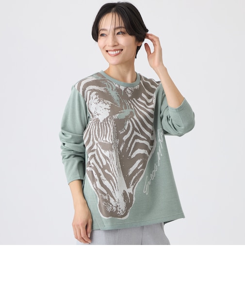 【ウォッシャブル】ツインゼブラジャカードカットソー