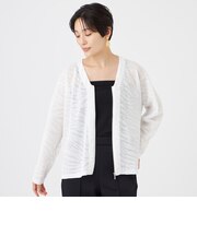 【ウォッシャブル】ゼブラジャカードニットカーディガン