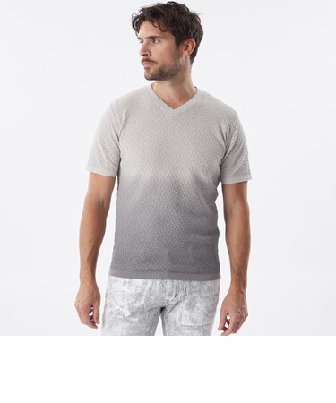 【PRIMA COLLECTION】Vネックショートスリーブグラデーションニット