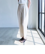 リネンブレンド テーパードパンツ
