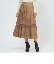 パンチングシンセティックレザー プリーツスカート