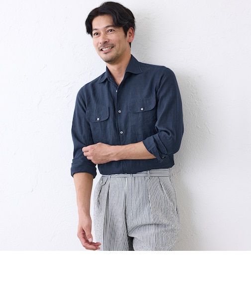 リネンワンピースカラーシャツ