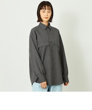 GREY LABAL ウールストライプオフィサーシャツ