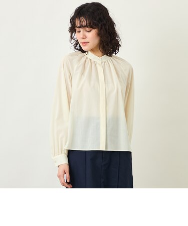 GREY LABEL スタンドカラーギャザーシャツ