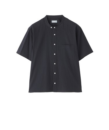 GREY LABEL コットンコードボイル バンドカラーシャツ